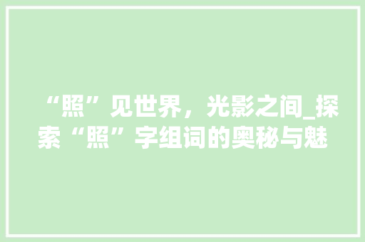 “照”见世界，光影之间_探索“照”字组词的奥秘与魅力