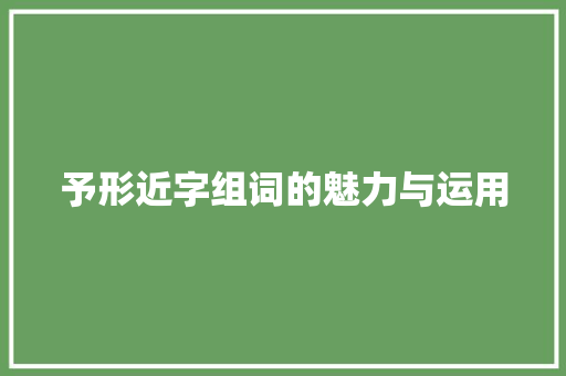 予形近字组词的魅力与运用
