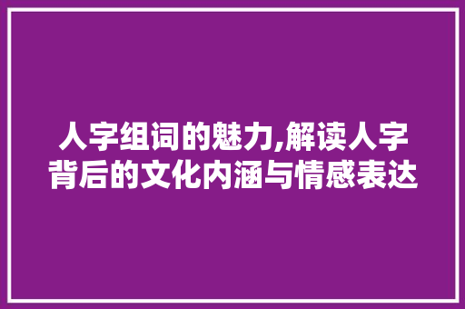 人字组词的魅力,解读人字背后的文化内涵与情感表达 工作计划