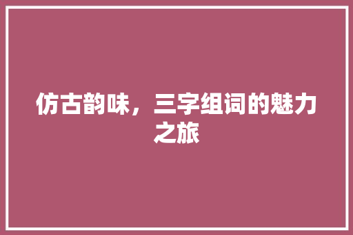 仿古韵味，三字组词的魅力之旅