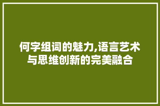 何字组词的魅力,语言艺术与思维创新的完美融合 合同范本