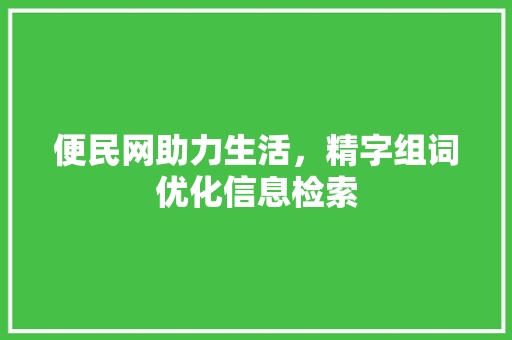 便民网助力生活，精字组词优化信息检索