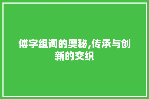傅字组词的奥秘,传承与创新的交织