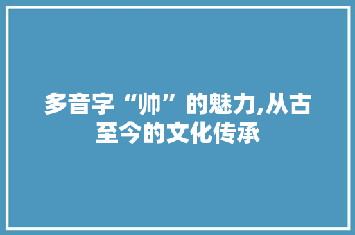 多音字“帅”的魅力,从古至今的文化传承