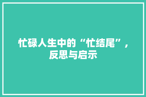 忙碌人生中的“忙结尾”,反思与启示 诗词鉴赏