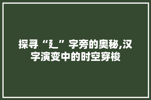 探寻“廴”字旁的奥秘,汉字演变中的时空穿梭