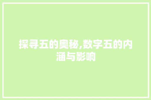 探寻五的奥秘,数字五的内涵与影响