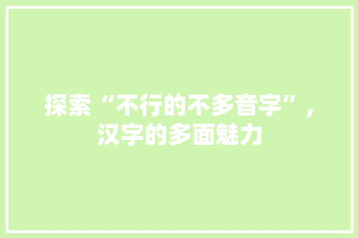 探索“不行的不多音字”,汉字的多面魅力 个人简历