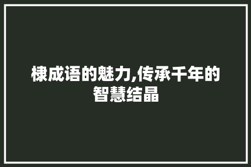 棣成语的魅力,传承千年的智慧结晶