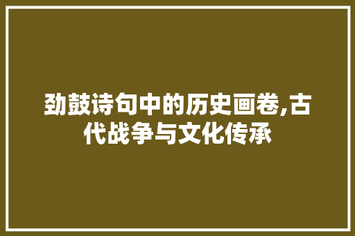 劲鼓诗句中的历史画卷,古代战争与文化传承