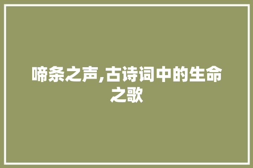 啼条之声,古诗词中的生命之歌