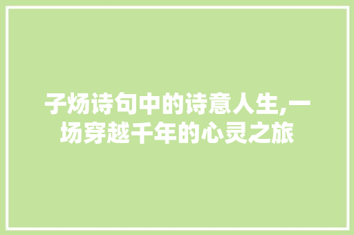 子炀诗句中的诗意人生,一场穿越千年的心灵之旅