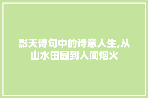 影天诗句中的诗意人生,从山水田园到人间烟火