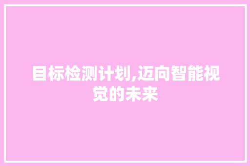 目标检测计划,迈向智能视觉的未来