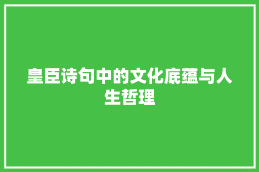 皇臣诗句中的文化底蕴与人生哲理