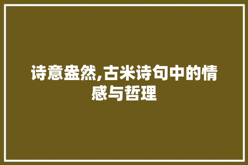 诗意盎然,古米诗句中的情感与哲理