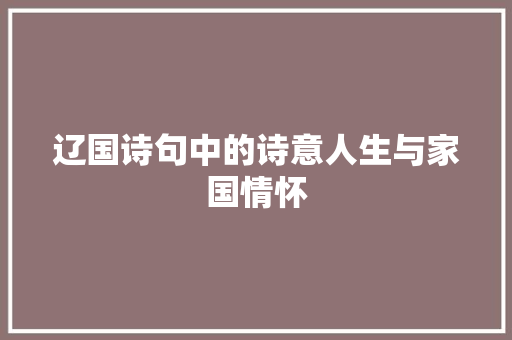 辽国诗句中的诗意人生与家国情怀
