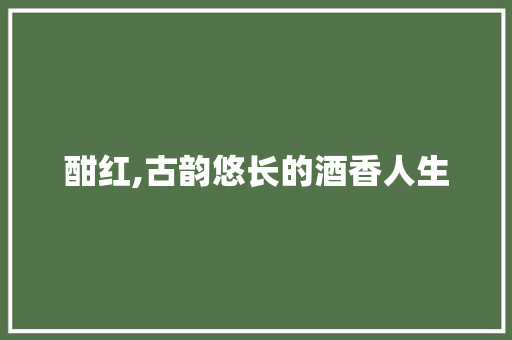 酣红,古韵悠长的酒香人生