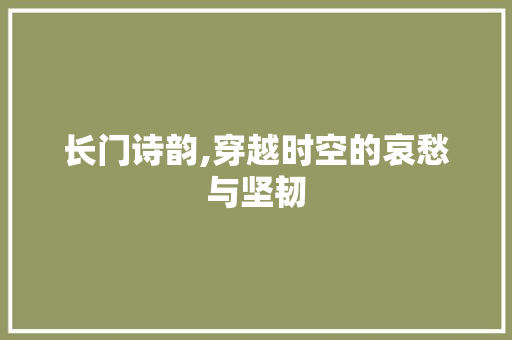 长门诗韵,穿越时空的哀愁与坚韧