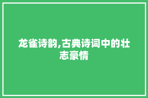 龙雀诗韵,古典诗词中的壮志豪情