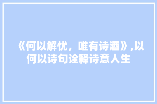 《何以解忧，唯有诗酒》,以何以诗句诠释诗意人生