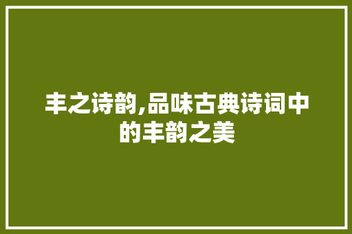 丰之诗韵,品味古典诗词中的丰韵之美