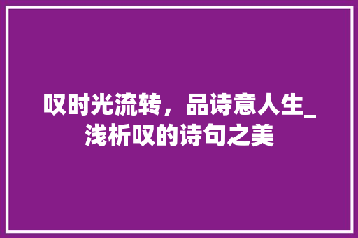 叹时光流转，品诗意人生_浅析叹的诗句之美