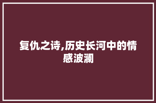 复仇之诗,历史长河中的情感波澜 工作计划