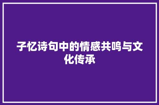 子忆诗句中的情感共鸣与文化传承