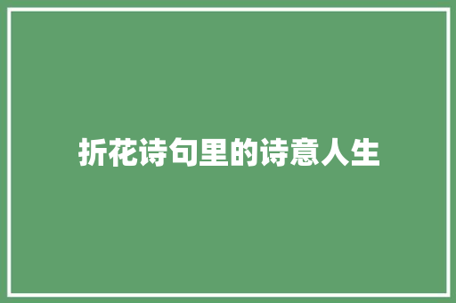 折花诗句里的诗意人生