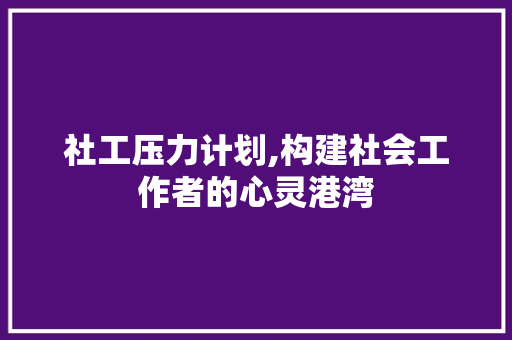 社工压力计划,构建社会工作者的心灵港湾 合同范本
