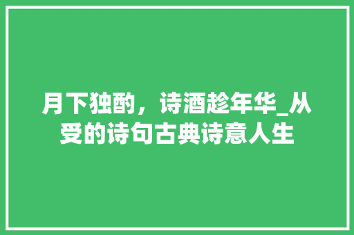 月下独酌，诗酒趁年华_从受的诗句古典诗意人生