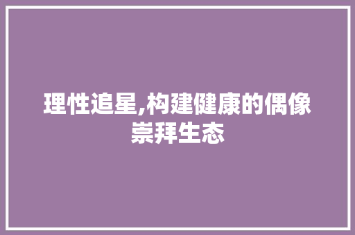 理性追星,构建健康的偶像崇拜生态 个人简历