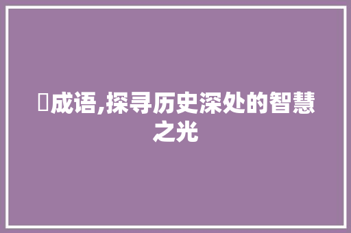 茦成语,探寻历史深处的智慧之光