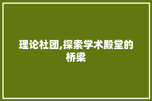 理论社团,探索学术殿堂的桥梁