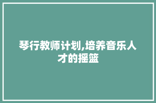 琴行教师计划,培养音乐人才的摇篮