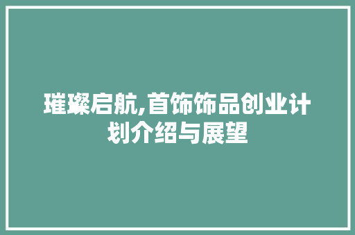 璀璨启航,首饰饰品创业计划介绍与展望