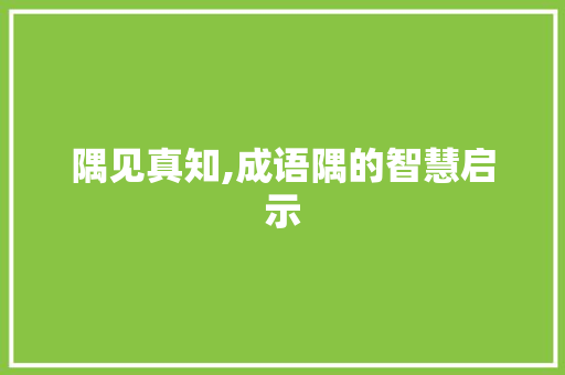 隅见真知,成语隅的智慧启示