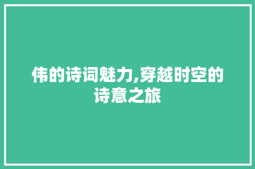 伟的诗词魅力,穿越时空的诗意之旅