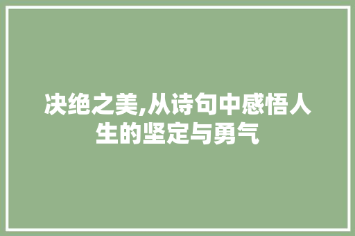 决绝之美,从诗句中感悟人生的坚定与勇气