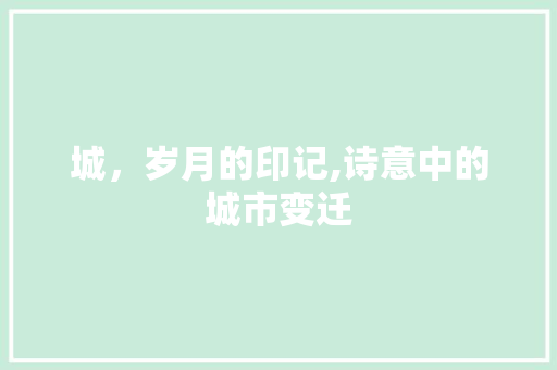 城，岁月的印记,诗意中的城市变迁
