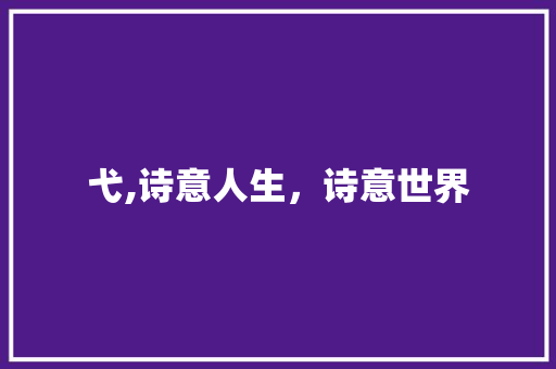 弋,诗意人生，诗意世界