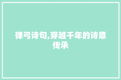 弹弓诗句,穿越千年的诗意传承