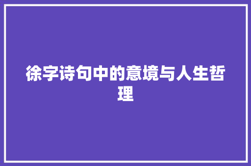 徐字诗句中的意境与人生哲理