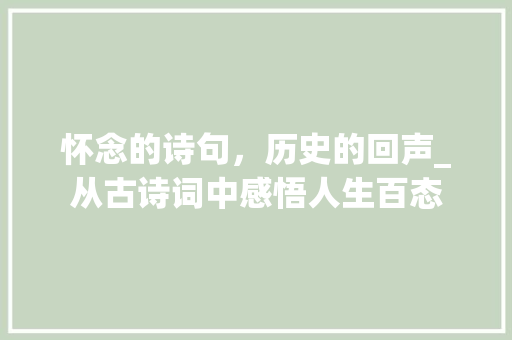 怀念的诗句，历史的回声_从古诗词中感悟人生百态