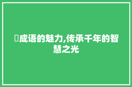 昋成语的魅力,传承千年的智慧之光