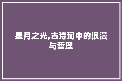 星月之光,古诗词中的浪漫与哲理