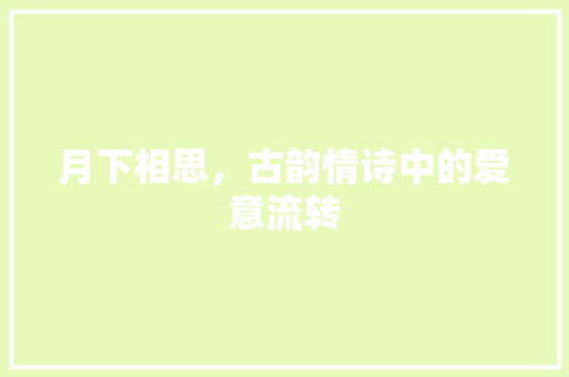 月下相思，古韵情诗中的爱意流转 成语大全