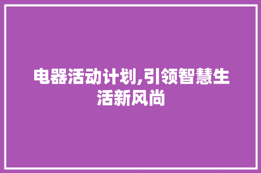电器活动计划,引领智慧生活新风尚
