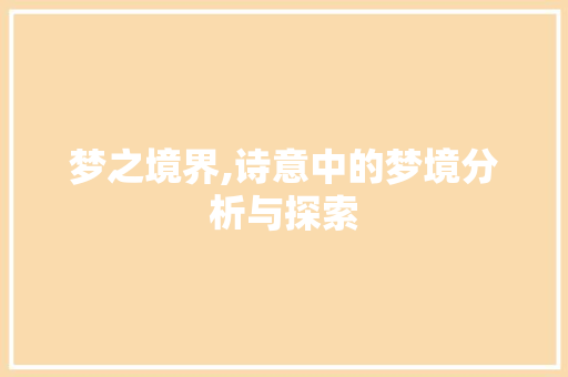 梦之境界,诗意中的梦境分析与探索